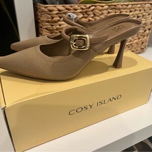 GraceLithe Pointed Toe Heeled Mules In TAN Size 7.5 NWT